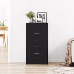 vidaXL Sideboard with 6 Drawers Cabinet Cupboard Highboard Engineered Wood - black oak - Additional view 2