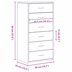 vidaXL Sideboard with 6 Drawers Cabinet Cupboard Highboard Engineered Wood - black oak - Additional view 3