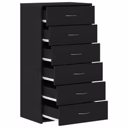 vidaXL Sideboard with 6 Drawers Cabinet Cupboard Highboard Engineered Wood - black oak - Additional view 4