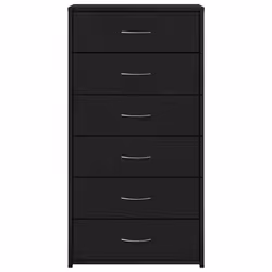 vidaXL Sideboard with 6 Drawers Cabinet Cupboard Highboard Engineered Wood - black oak - Additional view 5