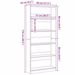 vidaXL Book Cabinet Display Rack Bookshelf Storage Shelf Rack Engineered Wood - 176 cm/ 80 cm - Additional view 8