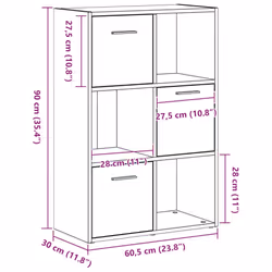 vidaXL Book Cabinet/Room Divider Black Oak 60.5x30x90cm Engineered Wood