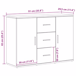 vidaXL Sideboard Black Oak 91x29.5x65 cm Engineered Wood storage cabinet - Additional view 10