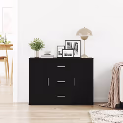 vidaXL Sideboard Black Oak 91x29.5x65 cm Engineered Wood storage cabinet - Additional view 2