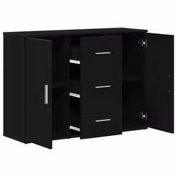 vidaXL Sideboard Black Oak 91x29.5x65 cm Engineered Wood storage cabinet - Additional view 4