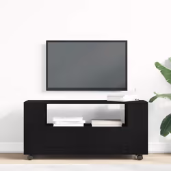vidaXL TV Cabinet with Wheels Black Oak 102x34.5x43 cm Engineered Wood - Additional view 2