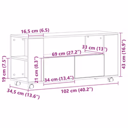 vidaXL TV Cabinet with Wheels Black Oak 102x34.5x43 cm Engineered Wood - Additional view 3