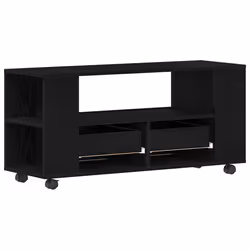 vidaXL TV Cabinet with Wheels Black Oak 102x34.5x43 cm Engineered Wood - Additional view 7