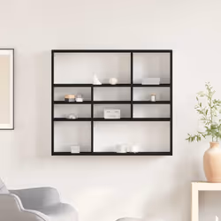 vidaXL Wall Shelf Black Oak 90x16x78 cm Engineered Wood floating shelf