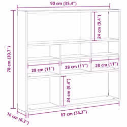vidaXL Wall Shelf Black Oak 90x16x78 cm Engineered Wood floating shelf
