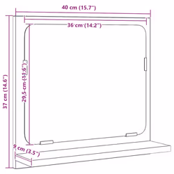 vidaXL Bathroom Mirror Black Oak 40x10.5x37 cm Engineered Wood mirror