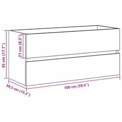 vidaXL Sink Cabinet Black Oak 100x38.5x45 cm Engineered Wood - Additional view 3