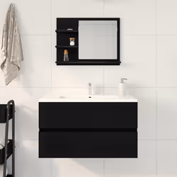 vidaXL Bathroom Mirror Black Oak 60x10.5x45 cm Engineered Wood mirror