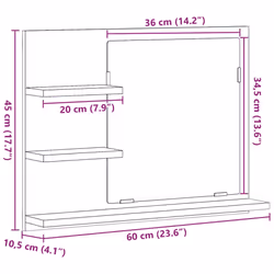 vidaXL Bathroom Mirror Black Oak 60x10.5x45 cm Engineered Wood mirror