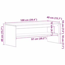 vidaXL TV Cabinet Grey Sonoma 60x40x40 cm Engineered Wood TV unit TV console - black oak, 100 x 40 x 40 cm - Additional view 9