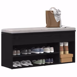vidaXL Shoe Bench Black Oak 102x30.5x45 cm Engineered Wood bench