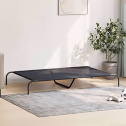 vidaXL Elevated Dog Bed Black Textilene Puppy Sleeping Basket Multi Sizes - black, 150 x 90 x 20 cm/ Textilene