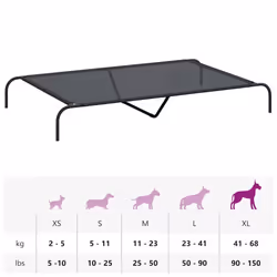vidaXL Elevated Dog Bed Black Textilene Puppy Sleeping Basket Multi Sizes - black, 150 x 90 x 20 cm/ Textilene - Additional view 8