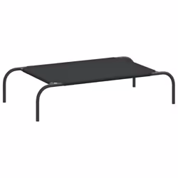 vidaXL Elevated Dog Bed Black Textilene Puppy Sleeping Basket Multi Sizes - black, 90 x 50 x 20 cm/ oxford
