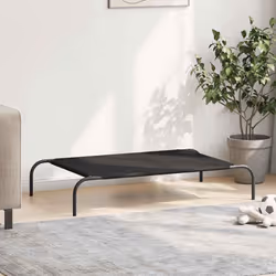 vidaXL Elevated Dog Bed Black Textilene Puppy Sleeping Basket Multi Sizes - black, 110 x 65 x 20 cm/ oxford