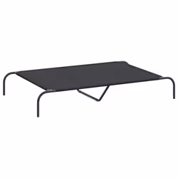 vidaXL Elevated Dog Bed Black Textilene Puppy Sleeping Basket Multi Sizes - black, 130 x 80 x 20 cm/ oxford
