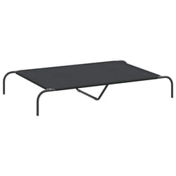 vidaXL Elevated Dog Bed Black Textilene Puppy Sleeping Basket Multi Sizes - black, 130 x 80 x 20 cm/ oxford