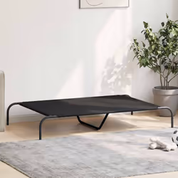 vidaXL Elevated Dog Bed Black Textilene Puppy Sleeping Basket Multi Sizes - black, 130 x 80 x 20 cm/ oxford