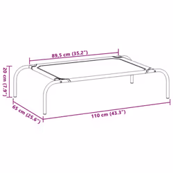 vidaXL Elevated Dog Bed Black Textilene Puppy Sleeping Basket Multi Sizes - grey, 110 x 65 x 20 cm/ Textilene - Additional view 7