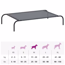 vidaXL Elevated Dog Bed Black Textilene Puppy Sleeping Basket Multi Sizes - grey, 110 x 65 x 20 cm/ Textilene - Additional view 8