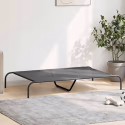 vidaXL Elevated Dog Bed Black Textilene Puppy Sleeping Basket Multi Sizes - grey, 130 x 80 x 20 cm/ Textilene