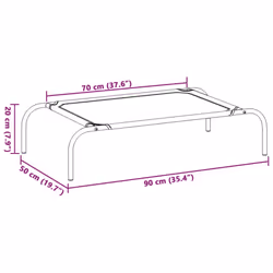 vidaXL Elevated Dog Bed Black Textilene Puppy Sleeping Basket Multi Sizes - grey, 90 x 50 x 20 cm/ oxford