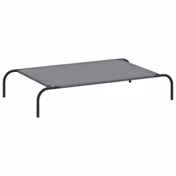 vidaXL Elevated Dog Bed Black Textilene Puppy Sleeping Basket Multi Sizes - grey, 110 x 65 x 20 cm/ oxford