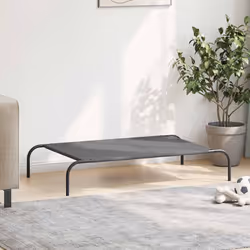 vidaXL Elevated Dog Bed Black Textilene Puppy Sleeping Basket Multi Sizes - grey, 110 x 65 x 20 cm/ oxford