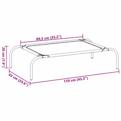 vidaXL Elevated Dog Bed Black Textilene Puppy Sleeping Basket Multi Sizes - grey, 110 x 65 x 20 cm/ oxford