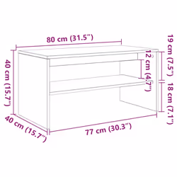 vidaXL TV Cabinet Grey Sonoma 60x40x40 cm Engineered Wood TV unit TV console - black, 80 x 40 x 40 cm - Additional view 3