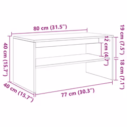 vidaXL TV Cabinet Black 100x40x40 cm Engineered Wood tv stand tv sideboard - concrete grey, 80 x 40 x 40 cm - Additional view 3