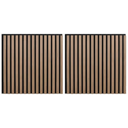 vidaXL Acoustic Wall Panels 2 pcs Slatted 60.5x60 cm Oak Veneer acoustic panel