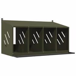 vidaXL Chicken Nesting Box with 8 Compartments Olive Green Metal - olive green, 106,5 x 64 x 59,5 cm
