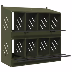 vidaXL Chicken Nesting Box with 8 Compartments Olive Green Metal - olive green, 106,5 x 79 x 109,5 cm - Additional view 4