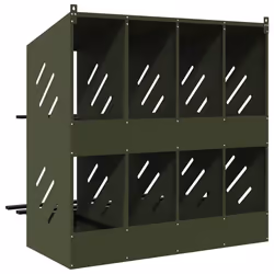 vidaXL Chicken Nesting Box with 8 Compartments Olive Green Metal - olive green, 106,5 x 79 x 109,5 cm - Additional view 7
