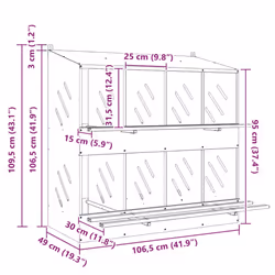 vidaXL Chicken Nesting Box with 8 Compartments Olive Green Metal - galvanized silver, 106,5 x 79 x 109,5 cm - Additional view 8