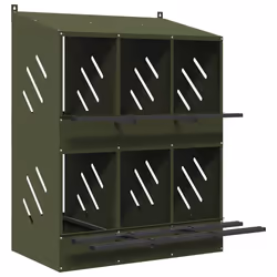 vidaXL Chicken Nesting Box with 8 Compartments Olive Green Metal - olive green, 80 x 79 x 109,5 cm