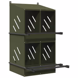 vidaXL Chicken Nesting Box with 8 Compartments Olive Green Metal - olive green, 54 x 79 x 109,5 cm