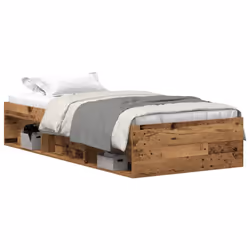 vidaXL Bed Frame Bedroom Mattress Foundation Guest Room Bedstead Bed Base - old wood, 75 x 190 cm