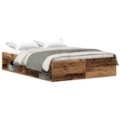 vidaXL Bed Frame Bedroom Mattress Foundation Guest Room Bedstead Bed Base - old wood, 135 x 190 cm