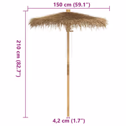 vidaXL Tiki Umbrella with Banana Leaf Canopy 150 cm Bamboo garden parasol - Additional view 3