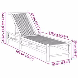vidaXL Sun Lounger with Cushions 55x199x30 cm Bamboo sunbed sun bed lounge bed - brown