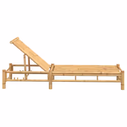 vidaXL Sun Lounger with Cushions 55x199x30 cm Bamboo sunbed sun bed lounge bed - brown - Additional view 4