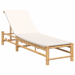 vidaXL Sun Lounger with Cushions 55x199x30 cm Bamboo sunbed sun bed lounge bed - cream white