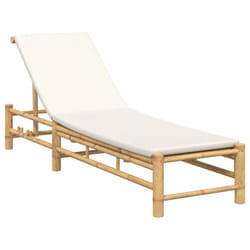 vidaXL Sun Lounger with Cushions 55x199x30 cm Bamboo sunbed sun bed lounge bed - cream white